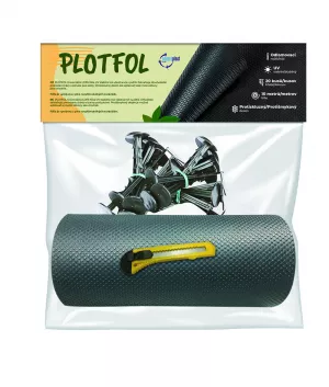 PLOTFOL folie, černá š.10/tl.0,25mm/role 10m+20hřebů+nůž odlamovací