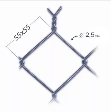 PSK Pletivo čtyřhranné ZN+PVC, výška 1800 mm, oko 55 x 55 mm, 25 m, antracit