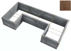 LEIER Durisol Vyvýšený záhon typ U1 230x450x80cm - hnědý